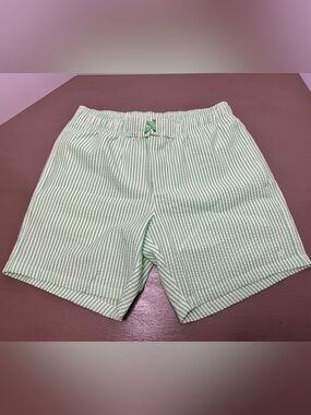 RuggedButts NWT Mens M Swim Trunks Green White Seersucker UPF 50 Board Shorts